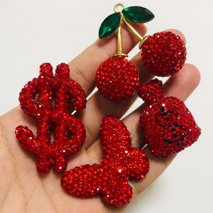 Bonne année Bling rouge plein strass cerise Dollar signe argent sac breloques papillon artisanat bricolage coque de téléphone indésirable décor - Product Image 4