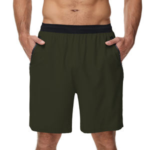 男性用カジュアルソリッドパターンフィットネスジムショーツ,軽量通気性ポリエステルメッシュミッドウエストストリング7インチジップポケット - Product Image 4