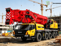 Grue tout-terrain SANY SAC2600S d'occasion de 260 tonnes avec flèche de 72 m, système hydraulique, moteur de levage robuste pour travaux de construction, pompe incluse
