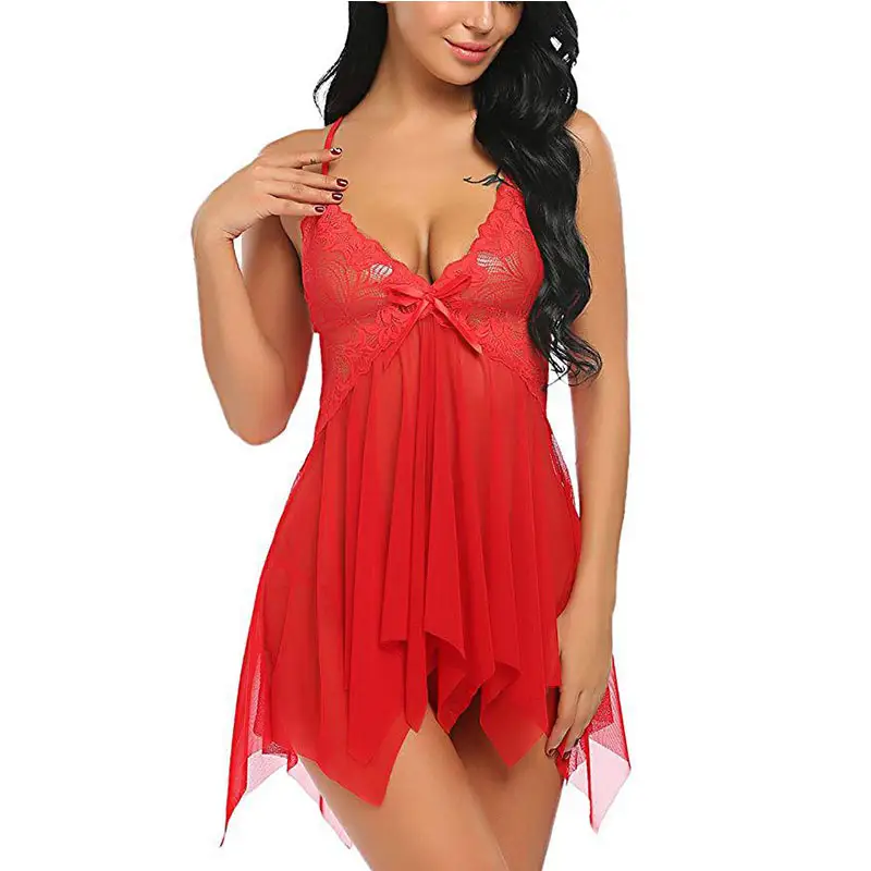 Sexy intimo erotico chiusura frontale Babydoll Set attraente camicia da notte abito da notte abito sexy Lingerie Sexy per le donne