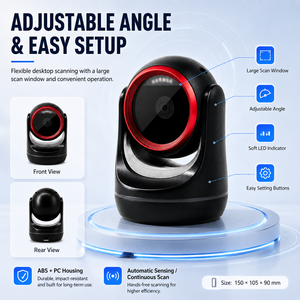 เครื่องสแกนบาร์โค้ดแบบตั้งโต๊ะ X33 ความเร็วสูง 2 มิติ สีดำ USB CMOS 120fps อ่านโค้ด QR สำหรับการชำระเงินในร้านค้าปลีก - Product Image 5