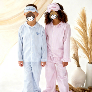 Set <span class=keywords><strong>Pigiama</strong></span> per Bambini RTS Primavera Estate in Seersucker con Mascherina Coordinata per Ragazze e Ragazzi - Product Image 1