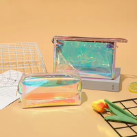 Sac de voyage transparent pour femmes, avec logo personnalisé, couleur laser magique, organisateur de cosmétiques, vente en gros, étiquette privée, sacs à maquillage