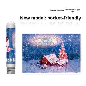 Mini puzzle personnalisé 150 pièces Tube à essai en papier bleu pour carte Jouet adulte anti-stress portable EVA avec logo à offrir - Product Image 4