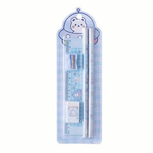 Ensemble de papeterie cinq pièces pour enfants, cadeau d'anniversaire, ensemble mignon Kawaii, règle en gros, taille-crayon en caoutchouc - Product Image 1