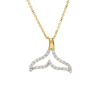 Collier pendentif queue de baleine dansante en argent sterling 925 avec diamant moissanite des Caraïbes, thème vie marine