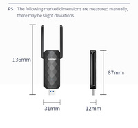 Controlador gratuito 802.11AC USB WiFi Dongle Banda dual 2,4 Ghz 5Ghz 650Mbps Transmisión Adaptador WLAN Antenas para PC