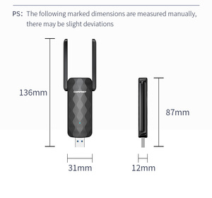 Miễn phí điều khiển 802.11ac USB wifi Dongle Dual Band 2.4Ghz 5Ghz 650Mbps truyền CF-822AC WLAN <span class=keywords><strong>Adapter</strong></span> antennas cho PC - Product Image 6