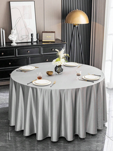 Taplak meja bundar pesta perjamuan pernikahan abu-abu biru laut sampanye Hotel mewah poliester 100% lapisan ganda kustom - Product Image 3