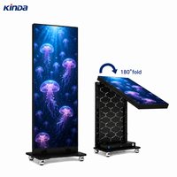 Écran LED publicitaire vertical ultra-mince, design portable, P1.5 P1.8 P2 P2.5, contrôle intelligent, écran LED pliable pour affichage mural