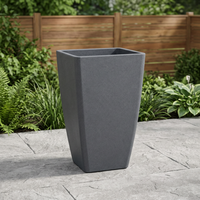 SwamiG TradeX Pot de fleurs moderne en plastique sablé de haute qualité, durable, écologique, léger, grand, haut, carré, pour jardin