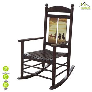 Fauteuil à bascule en bois de peuplier à impression numérique directe usine, motif paysager, pour la maison, chaise de <span class=keywords><strong>loisirs</strong></span> pour adulte, vente en gros - Product Image 3