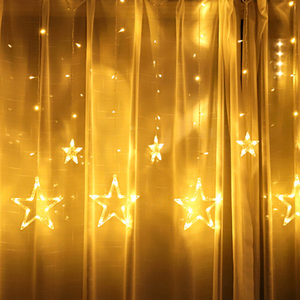 Hot bán 2.5m Đèn giáng sinh 110- 220V 138led <span class=keywords><strong>LED</strong></span> ánh sáng mặt trăng sao cửa sổ Rèm chuỗi ánh sáng cho giáng sinh trang trí - Product Image 6