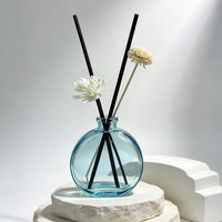 Bouteille diffuseur en verre globe bleu clair et rose clair, flacon rond vide pour parfum d'ambiance de table à la maison