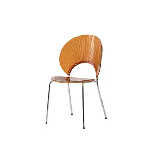 现代斯堪的纳维亚设计透明椅餐厅外壳靠背塑料座椅金属腿意大利亚克力透明餐椅