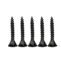 Vis à cloison sèche en acier noir à tête plate et filetage fin, métriques M3.5 25mm, emballées, pour la construction
