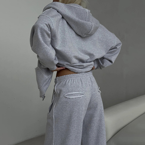 Adorabile felpa con cappuccio da donna Sweet Tone con cravatta pantaloni in vita due pezzi per gli amanti della moda moderna - Product Image 6