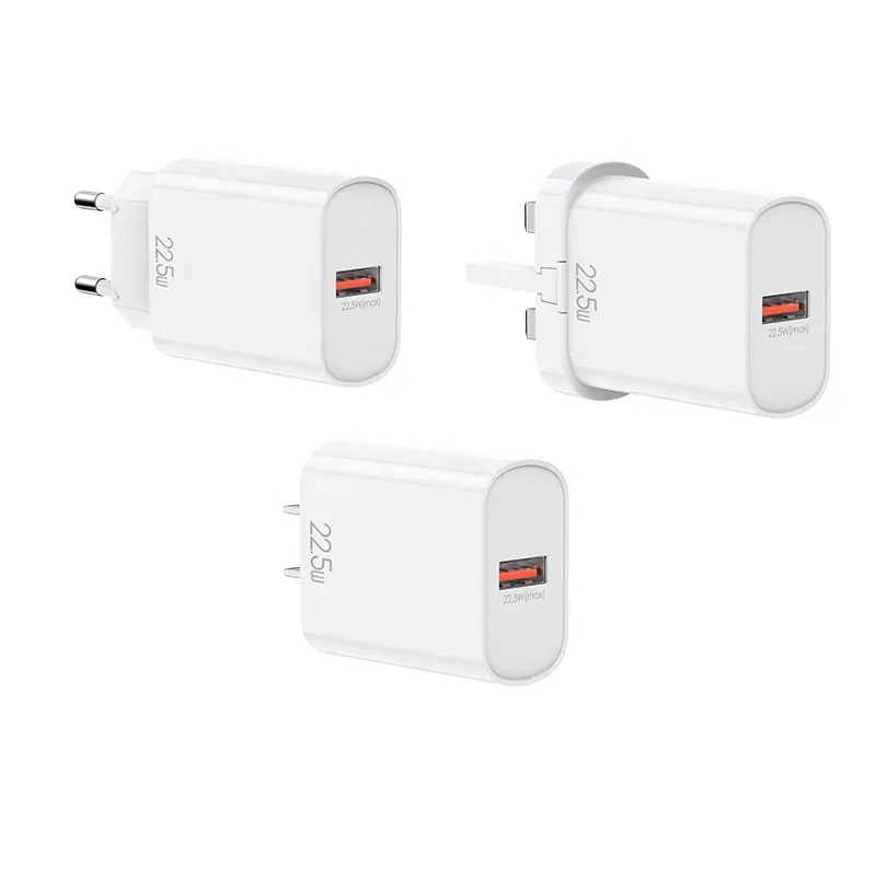 22.5 watts 22.5W output cargador de pared usb-a usb port charger EU UK US CN plug customized for walmart lazada shopee