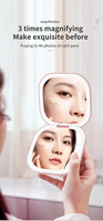 Miroir cosmétique portable à LED de poche avec logo personnalisé pour les filles vente en gros