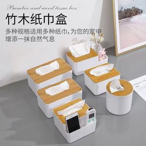 Wood Grain Tissue <b>Box</b> With <b>Storage</b> Compartment For Home Office Desktop Use - Product Image 4