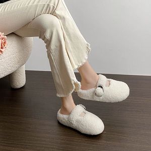 Pantoufles confortables <span class=keywords><strong>en</strong></span> fourrure pelucheuse pour femmes, mules <span class=keywords><strong>d</strong></span>'hiver chaudes <span class=keywords><strong>en</strong></span> fourrure Teddy avec boucle réglable pour l'intérieur et l'extérieur - Product Image 2