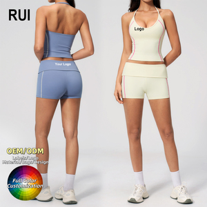RUIQUWIN Wholesale Women's High Support Breathable Plus Size Yoga Bra Backless Running Seamless High Stretch Sports Shorts 2 - Product Image 1