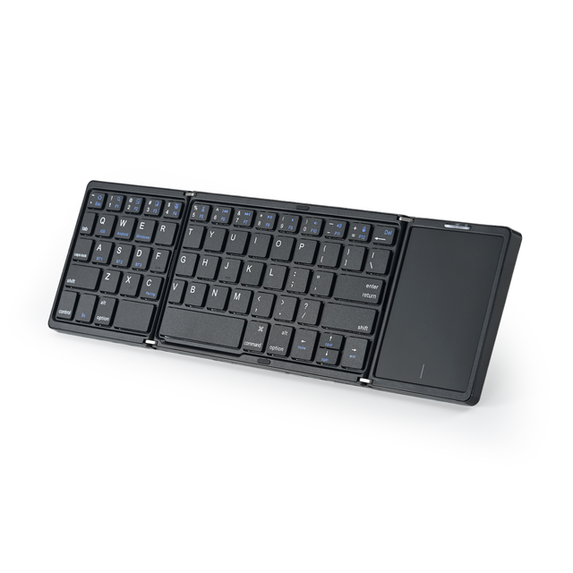Portable Triple Folding Keyboard 64 Keys BT Wireless Keyboard with Touchpad for Windows Android IOS Tablet PC Smart Phone