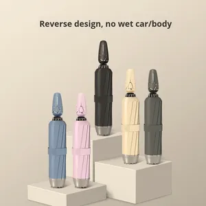 Parapluie pliable haut de gamme entièrement automatique, protection solaire et pluie, logo personnalisé, grande taille renforcée, vente en gros - Product Image 5