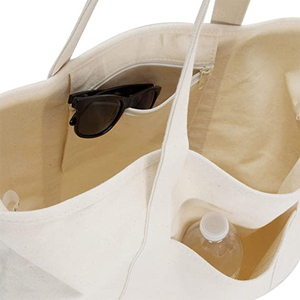 Sacs de courses réutilisables en coton, cabas de plage, blanc uni, fourre-tout en toile de coton avec logo imprimé - Product Image 3