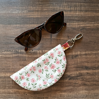 Pochette en tissu pour lunettes de soleil, étui de rangement portable pour lunettes à motif floral, pour voyage, fixation sur sac à main, usage quotidien