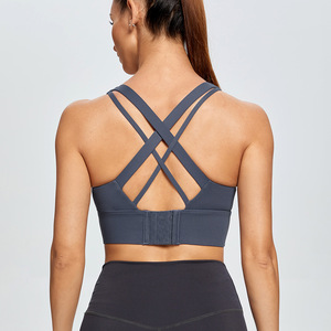 Pakaian Olahraga Wanita OEM, Bra Fitness Anti Guncangan High Impact Model Cross Back, Ukuran Plus S-3XL XL, Set Olahraga untuk Lari dan Latihan - Product Image 4