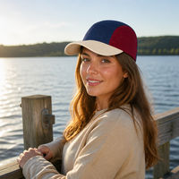 Casquette de baseball 5 panneaux pour enfants, style camper, color block, réglable, pour garçons et filles, protection solaire, prix usine, vente en gros, fournisseur OEM, BSCI