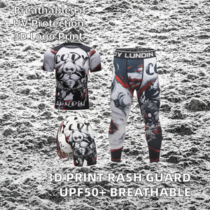 MeiJia Men's Custom Sublimation 3D <b>Printed</b> Logo Rash Guard Long Polyester/Spandex BJJ <b>Surfing</b> Anti-UV UPF50 Breathable - Product Image 2