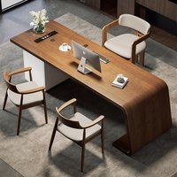 Bureau d'ordinateur moderne en bois massif LBZ-135X avec tiroirs de rangement, pieds en forme de crochet, aucun assemblage requis, personnalisable