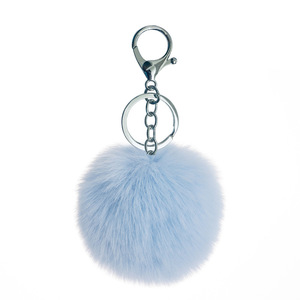 سلاسل مفاتيح كرة فراء بوم بوم قلب منفوخ مع كرات بكميات كبيرة زغبي صناعي فروي زغب فوربول حقيقي بومس قوس قزح منفوش سلسلة مفاتيح - Product Image 2