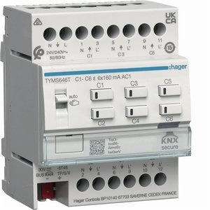 TYMS646T compatibile con il modulo Hagers KNX Secure HVAC, 6 uscite 24/230V AC, configurazione facile ed ETS, 4M - Product Image 1