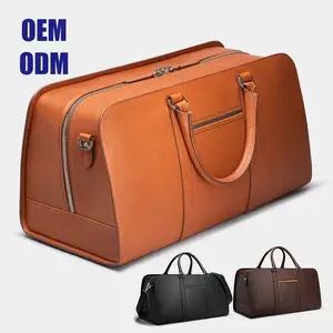 custom famous brand designer city wandering overnigt carry on men luxury weekend leather travel weekender duffle bag