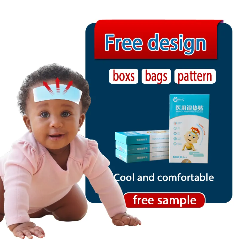 Parche de enfriamiento de fiebre para bebés, almohadilla de enfriamiento de cabeza de alta calidad con certificación CE ISO, servicio OEM