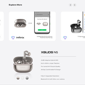 หูฟัง Infinix XBuds N5 แบบใส่ในหู ระบบตัดเสียงรบกวน 45dB  เสียงคุณภาพสูง Hi-Fi 6.0 ควบคุมด้วยระบบสัมผัส เล่นได้นาน 40 ชั่วโมง - Product Image 2