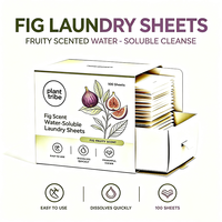 Feuilles de lessive parfumées à la figue, portables, dissolvables, nettoyage en profondeur, parfum fruité longue durée, papier à lessiver