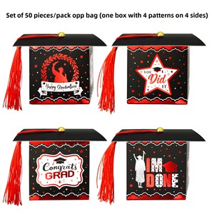 Vente en gros de nouvelle boîte de papier avec capuchon de graduation boîte à bonbons carrée avec capuchon de bachelor/doctorat pour la fête de remise des diplômes - Product Image 3