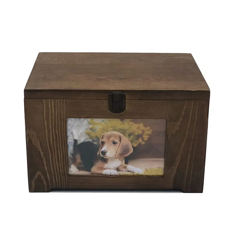 Home Wooden Burial Carrier Urn Ash Wooden Casket Keepsake Box Features A Special Photo Frame For Pet Memorial Box