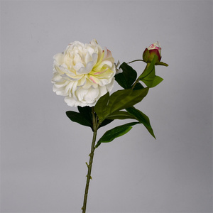 <span class=keywords><strong>Tallo</strong></span> de peonía francesa falsa decorativa al por mayor 2 cabezas flores artificiales de seda de peonía rosa - Product Image 3