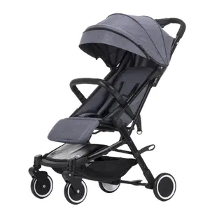 Chinese Portable Babe Stroller With One Button Folding System PU leather 4 EVA Wheels Baby Stroller