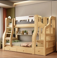 Massivholz Etagen bett Zwei schicht iges multifunktion ales Kombination sbett Verdicktes Kinder bett