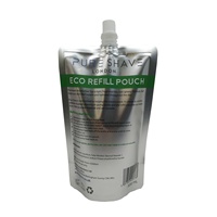 Sacs en plastique réutilisables en argent, impression frontale, liquide de recharge de savon pour les mains, pochette d'emballage personnalisée