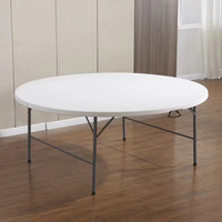 Table de repas d'extérieur moderne pliable en plastique moulé par soufflage avec panneau en métal, pour cour, hôtel, camping, garantie 1 an
