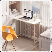 Bureau d'ordinateur portable moderne, pliable et mobile en métal pour petits espaces, bureau d'écriture en bois pour ordinateur portable