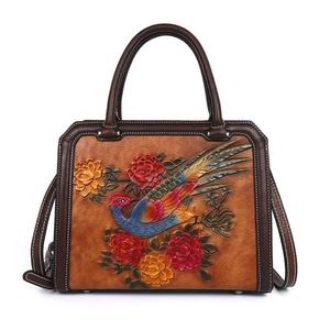 Andong Genuine Leather Retro <b>Handbag</b> for <b>Women</b> Girls Fashion <b>Large</b> Capacity Shoulder Sling Crossbody Bag Commute Top Handle Bags - Product Image 1