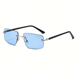 Lunettes de soleil œil de chat vintage 2025 avec logo personnalisé, monture en alliage métallique, protection UV400, sans monture, rectangulaires - Product Image 4